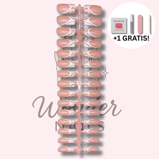 Press-on Palette: White Abstract Flow