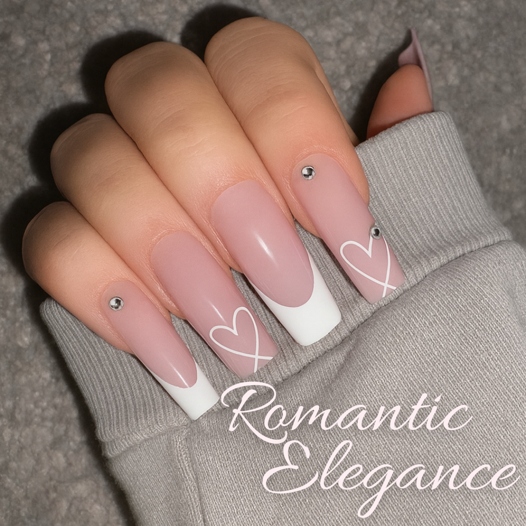 Press-on Nails: Romantic French Elegance