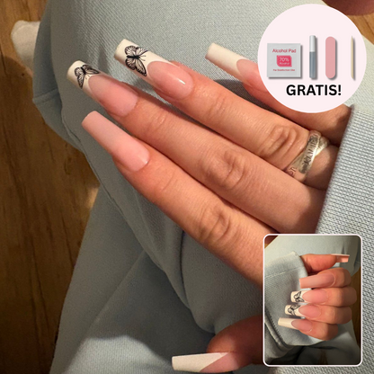 Press-on Nails: Blush Papillon