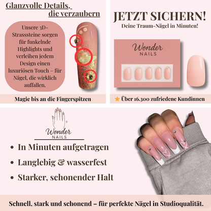 Press-on Nails: Romantic French Elegance