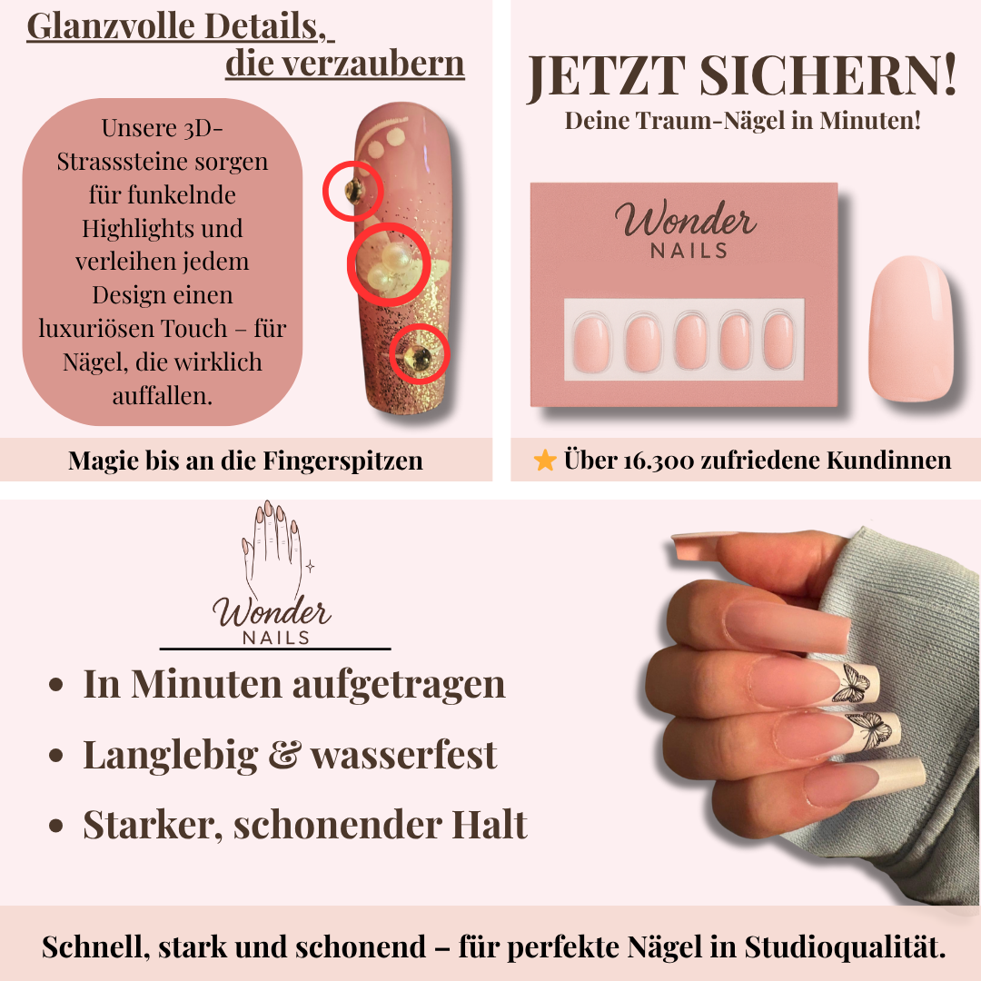 Press-on Nails: Blush Papillon