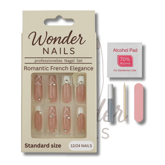 Press-on Nails: Romantic French Elegance